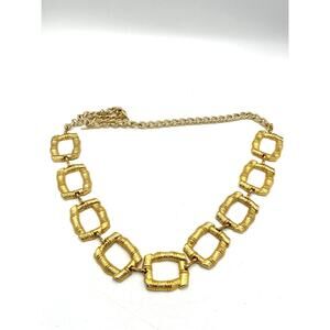 Vintage Omega Gold Tone Bamboo Link Chain Belt Chunky Statement 80s 42 Inch